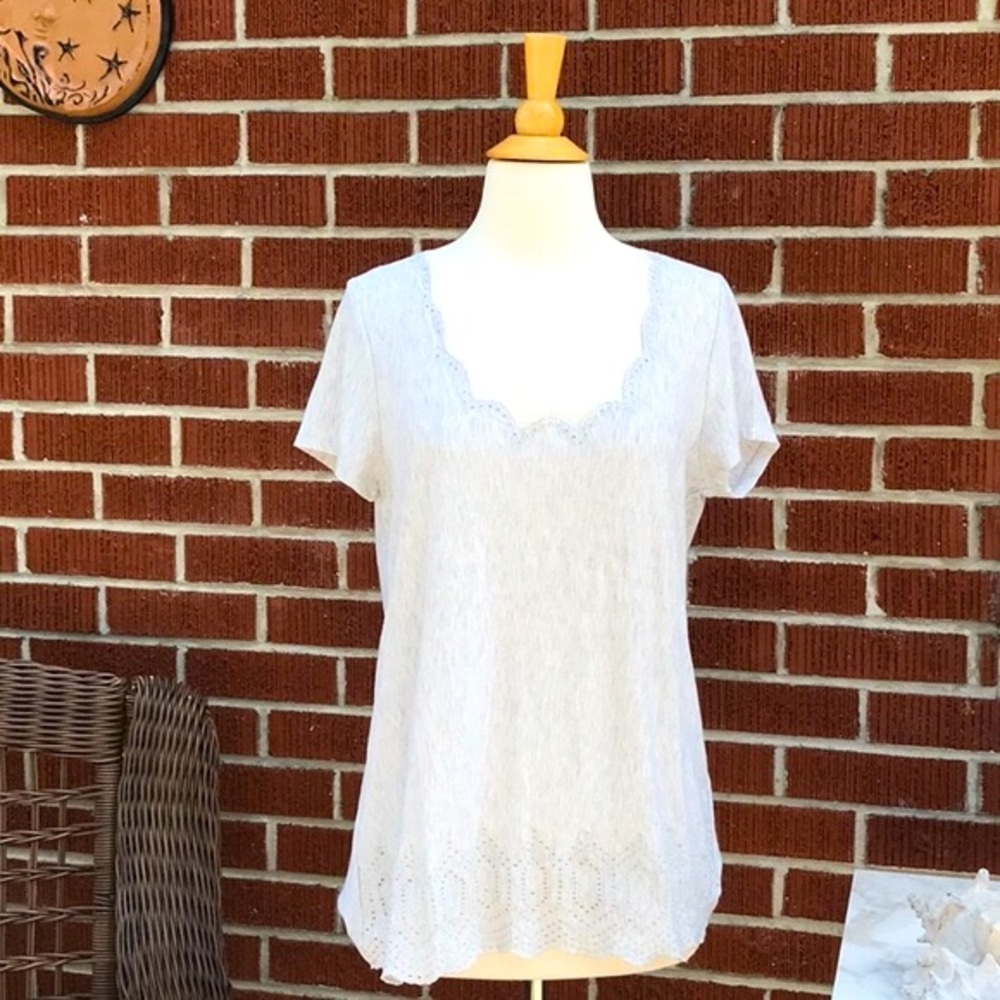 Max Jeans Short Sleeve Tunic T-shirt in Heathered Grey Size Large